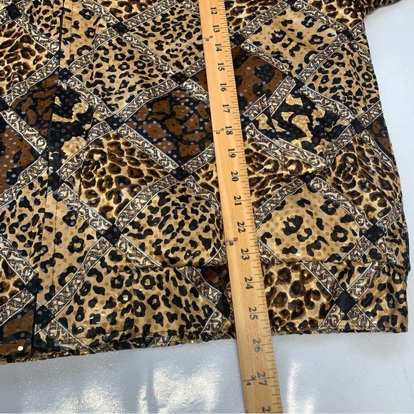 Vintage Jacket Galore Woman 2X ‎ Bomber Brown Animal Print Sequins Sparkle - Picture 10 of 10